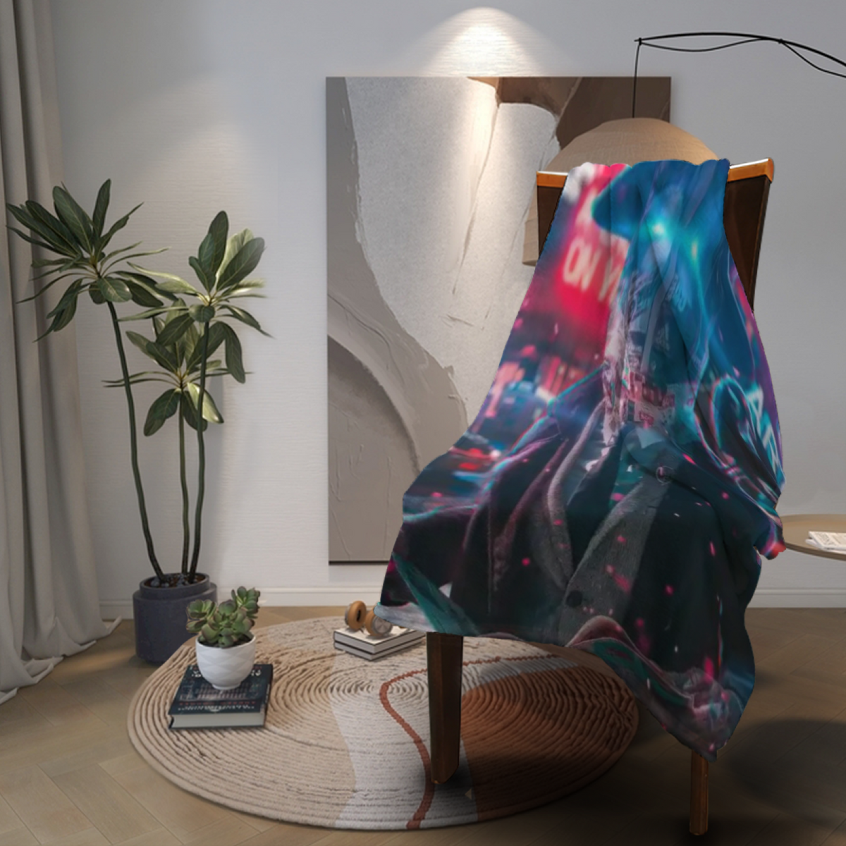 Alpine Picnic Pastel Multicolor Modern Art Flannel Throw Blanket