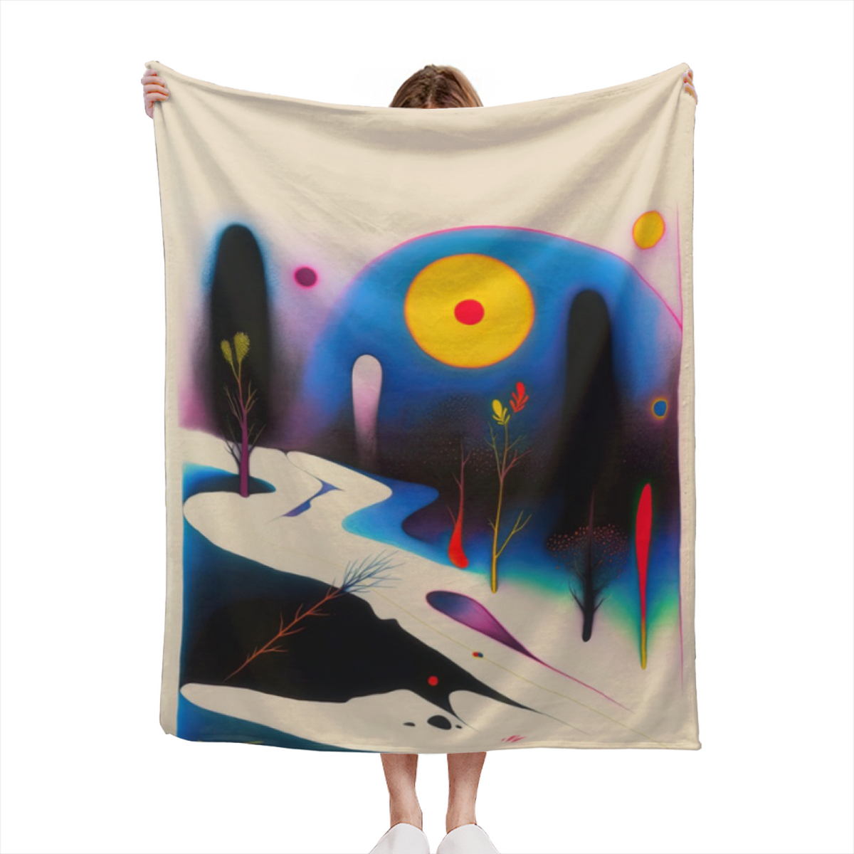 Soft Neutral Whimsical Decor All-Season Flannel Blanket ¨C Opaline Grove Edition