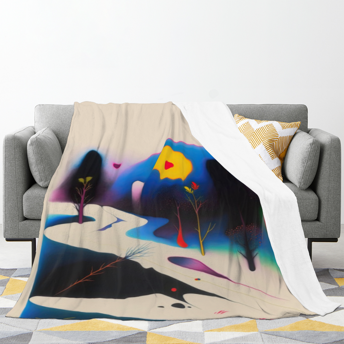 Soft Neutral Whimsical Decor All-Season Flannel Blanket ¨C Opaline Grove Edition