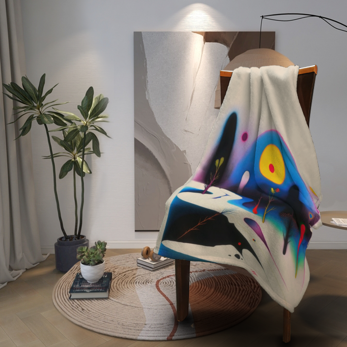 Soft Neutral Whimsical Decor All-Season Flannel Blanket ¨C Opaline Grove Edition