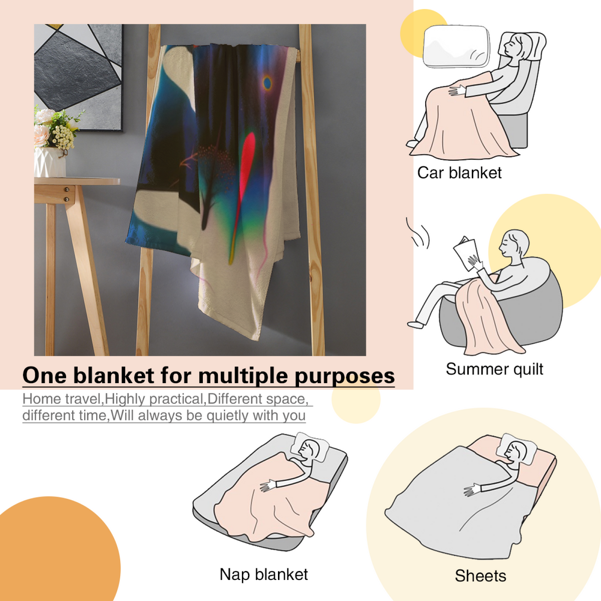 Soft Neutral Whimsical Decor All-Season Flannel Blanket ¨C Opaline Grove Edition