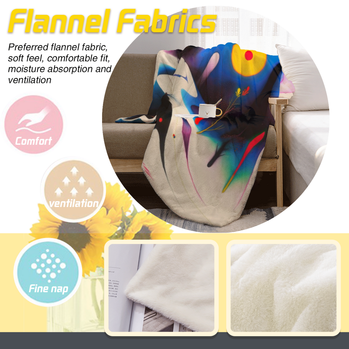Soft Neutral Whimsical Decor All-Season Flannel Blanket ¨C Opaline Grove Edition