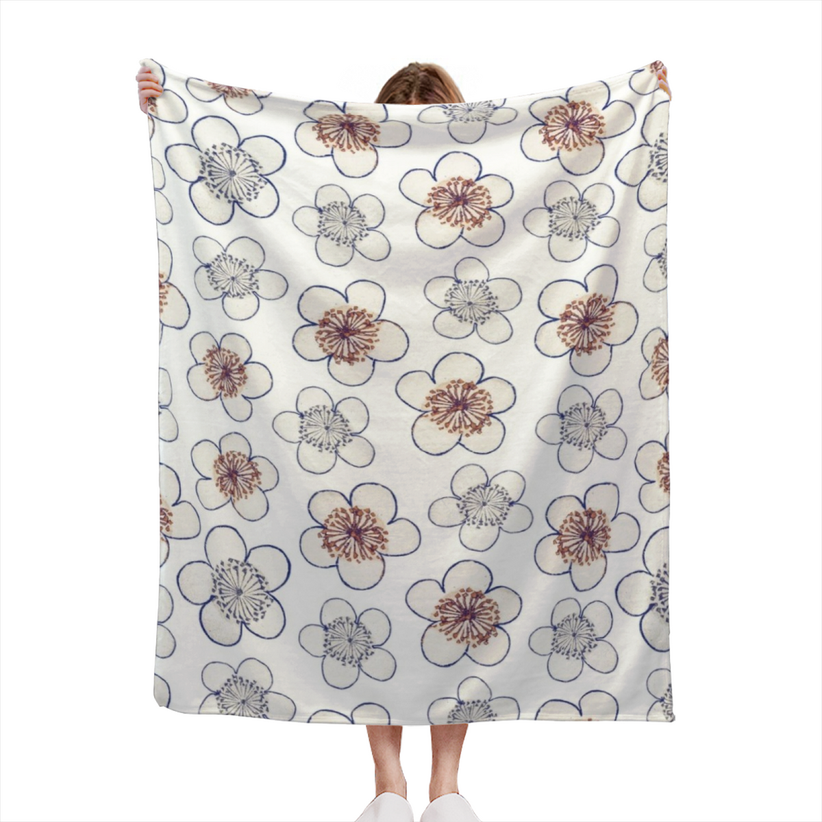 Creamy Ivory Whimsical Decor All-Season Flannel Blanket ¨C Serene Sprout Edition