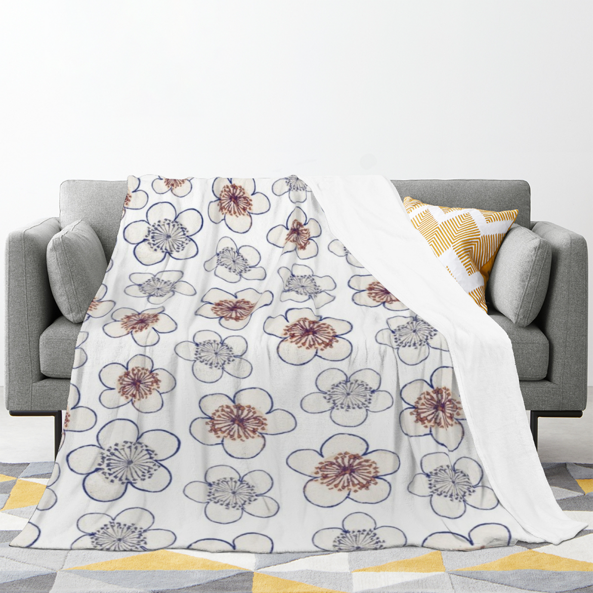 Creamy Ivory Whimsical Decor All-Season Flannel Blanket ¨C Serene Sprout Edition