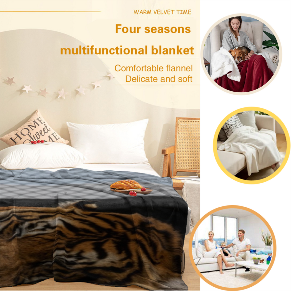 Orchid Horizon Soft Neutral Modern Lightweight Flannel Throw