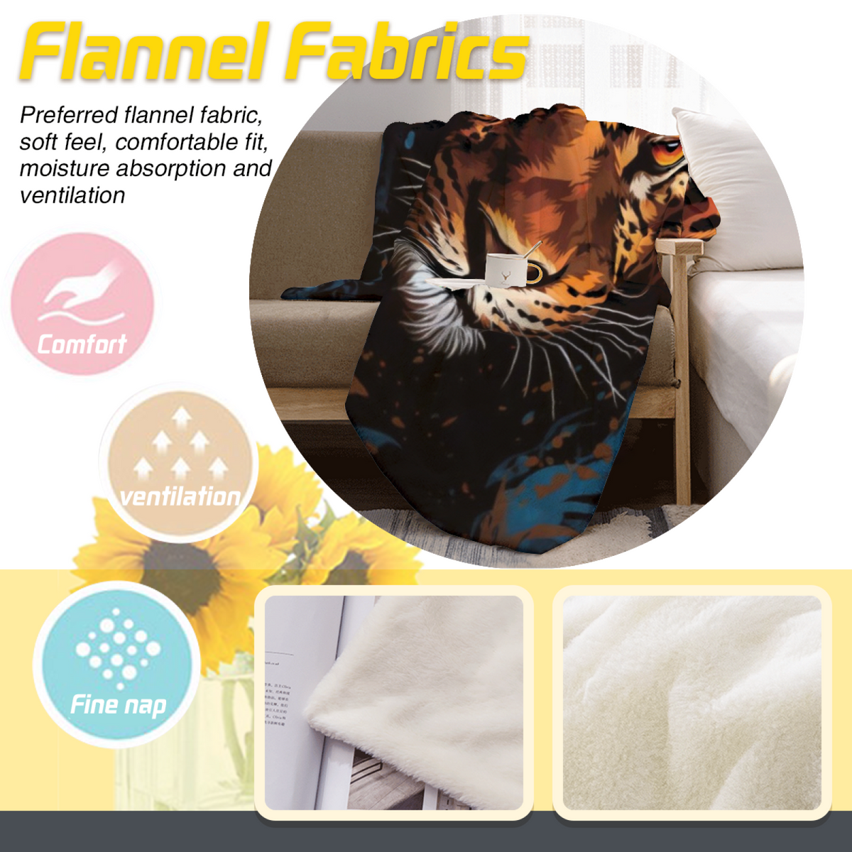 Fiery Leopard Face Decorative Flannel Blanket
