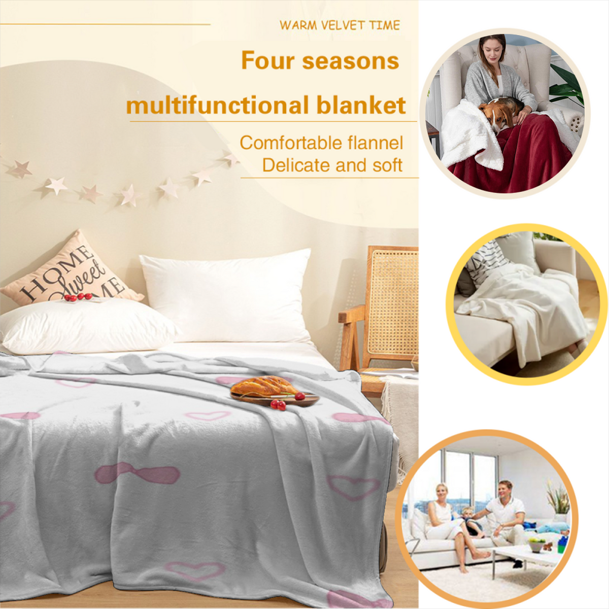 Soft Minimalist All-Season Flannel Blanket ¨C Prairie Blossom Collection