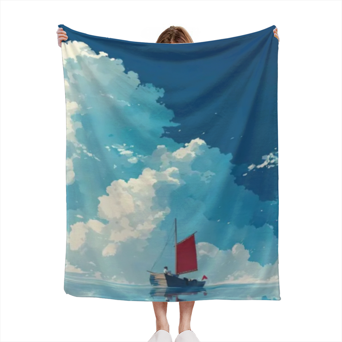 Oceanic Cove Pastel Multicolor Modern Art Flannel Throw Blanket