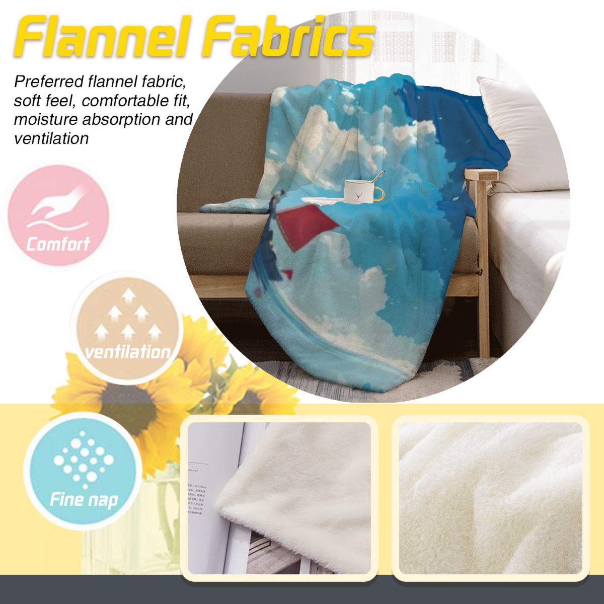 Oceanic Cove Pastel Multicolor Modern Art Flannel Throw Blanket