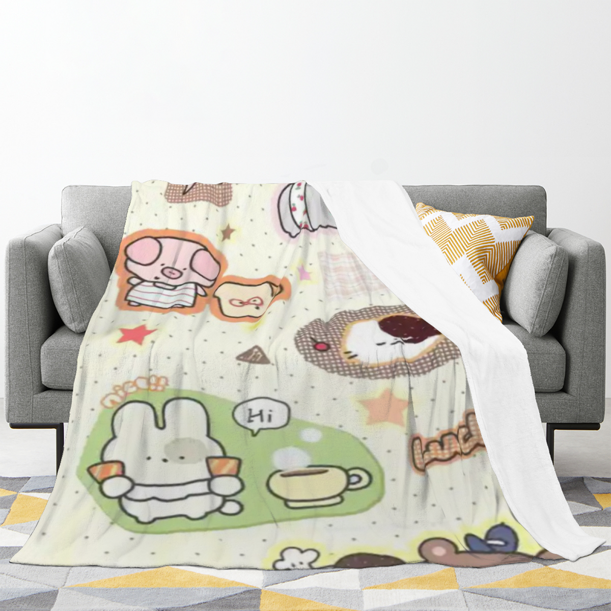 Celestial & Harbor Playful Graphic All-Season Flannel Blanket
