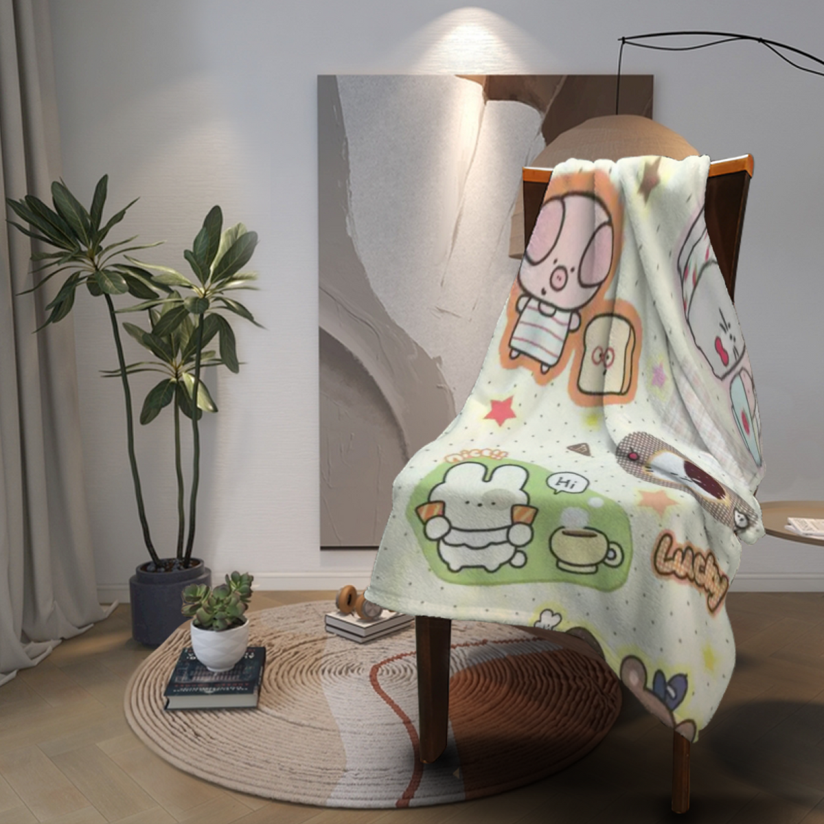 Celestial & Harbor Playful Graphic All-Season Flannel Blanket
