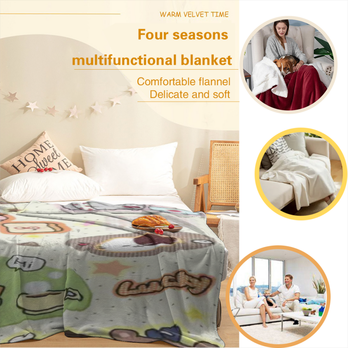 Celestial & Harbor Playful Graphic All-Season Flannel Blanket