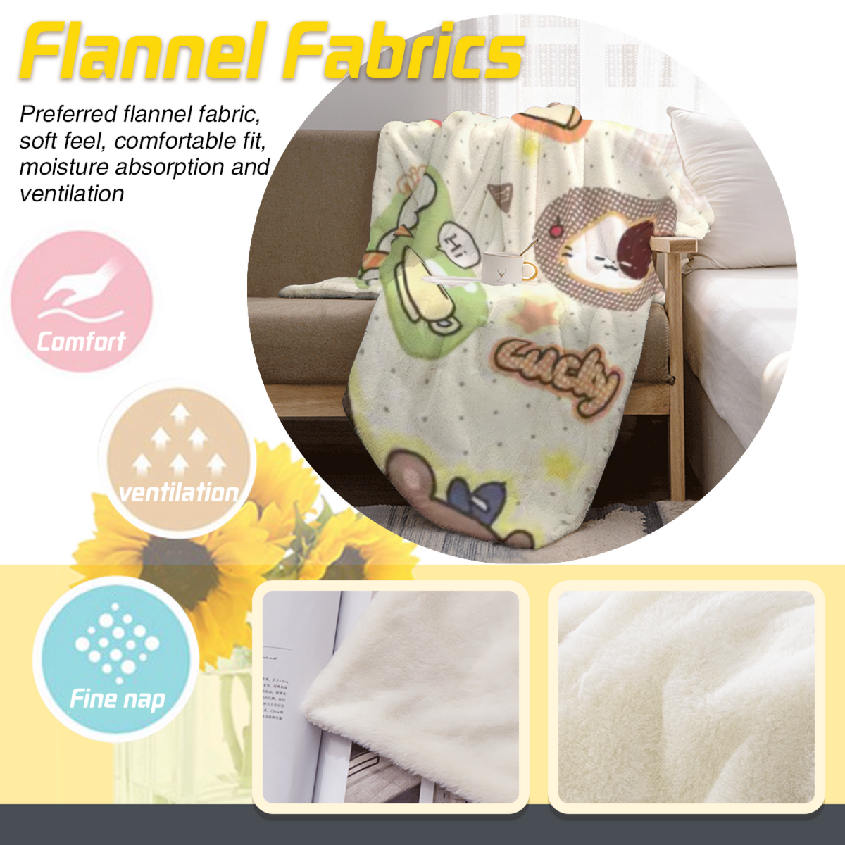 Celestial & Harbor Playful Graphic All-Season Flannel Blanket