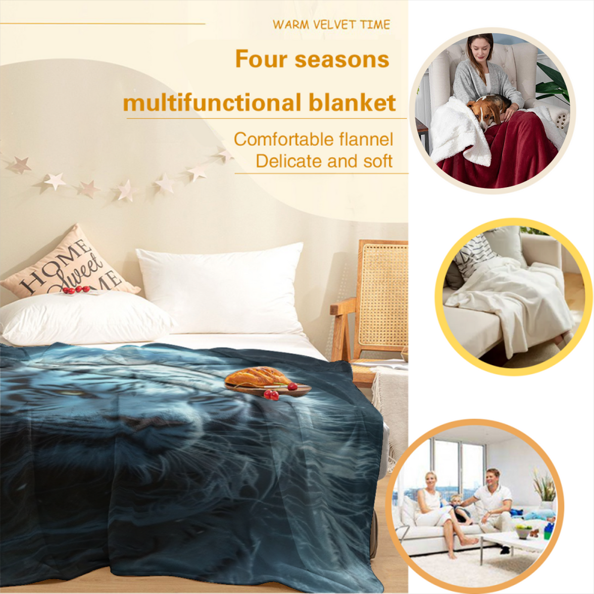 Pastel Multicolor Whimsical Decor Plush Flannel Throw ¨C Opaline Daydream Edition