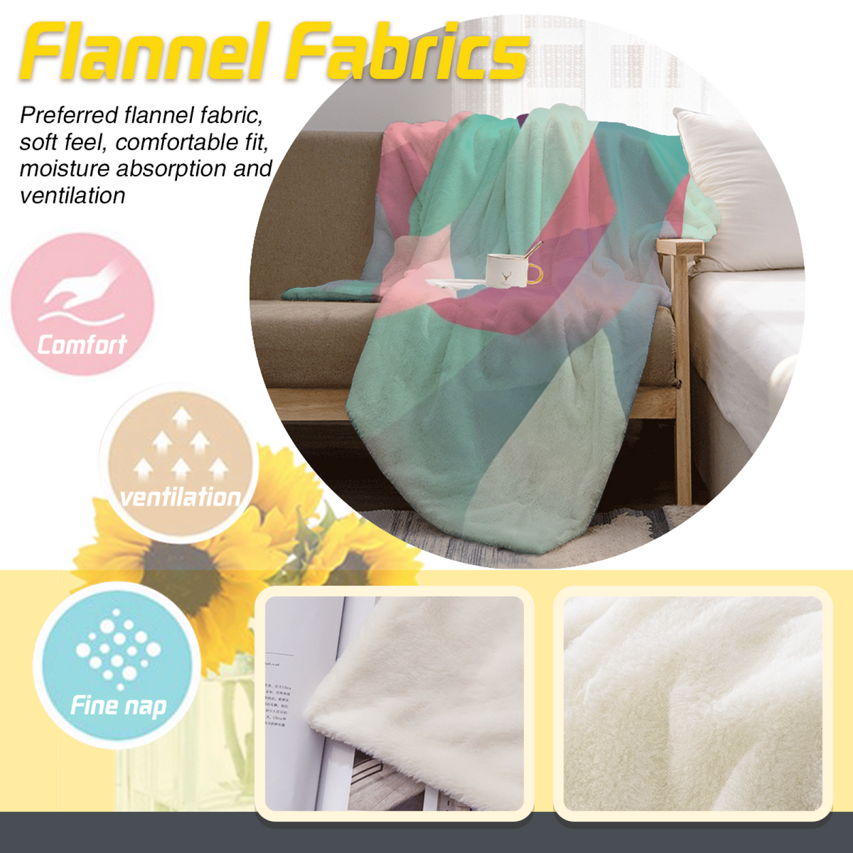 Oceanic Blossom Home Accent Lightweight Flannel Throw ¨C Warm Coral