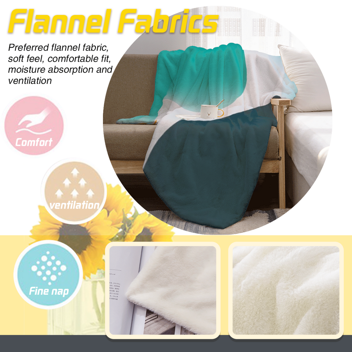 Serene Grove Home Accent Soft Flannel Blanket ¨C Rich Multicolor