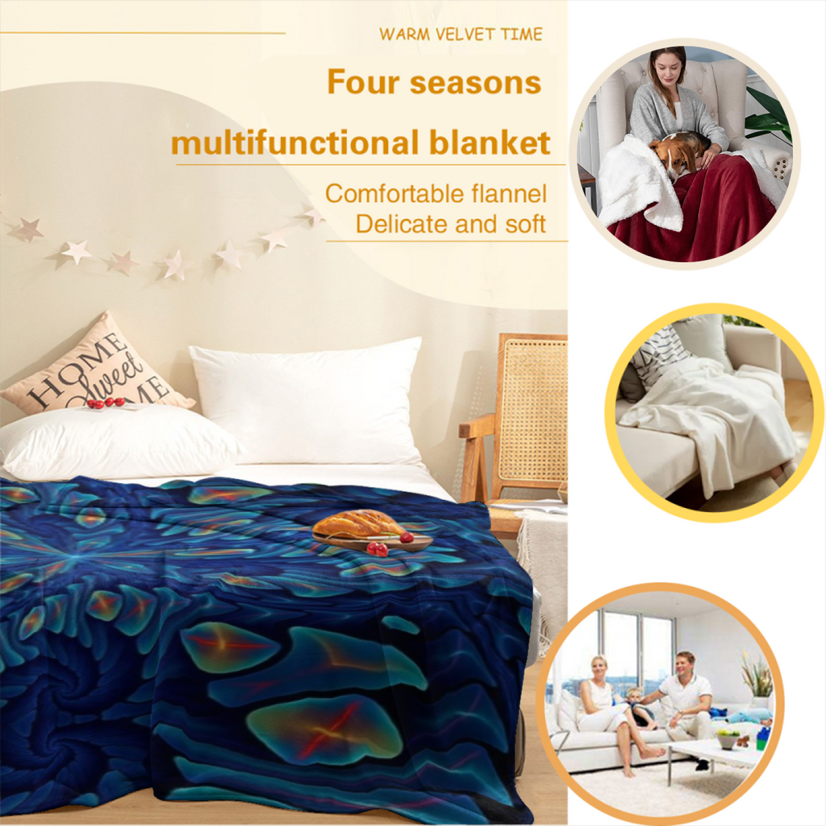 Pebble Petal Contemporary Pattern Soft Flannel Blanket
