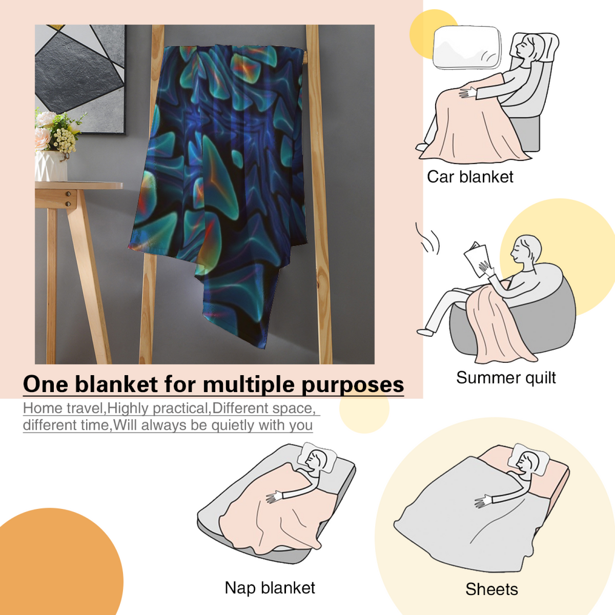 Pebble Petal Contemporary Pattern Soft Flannel Blanket