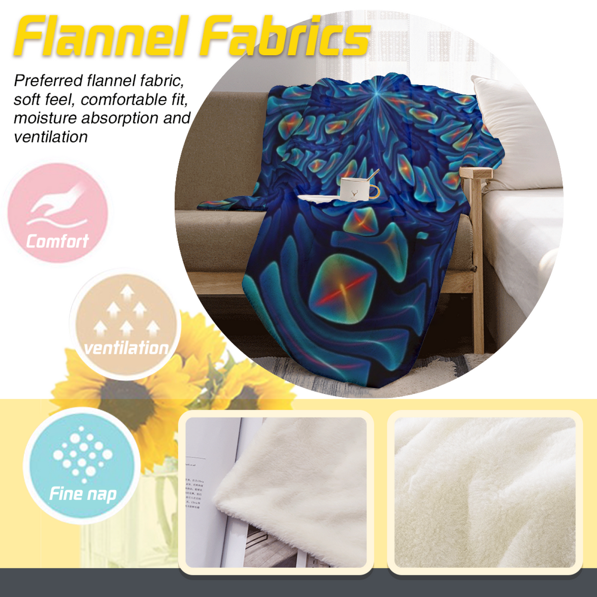 Pebble Petal Contemporary Pattern Soft Flannel Blanket