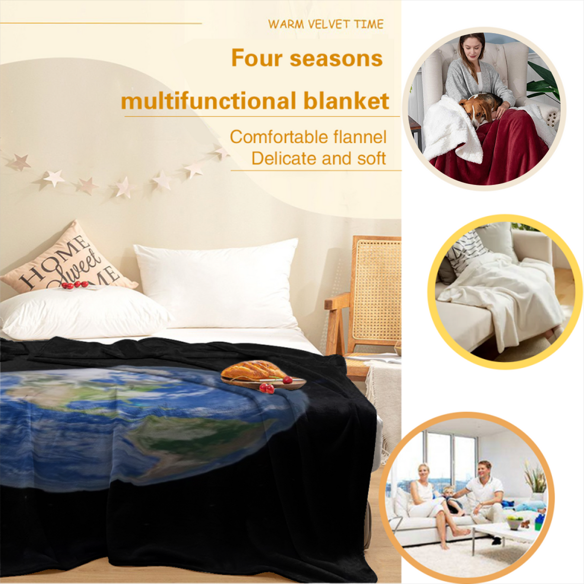 Earthy Neutral Opaline Orchard Soft Flannel Blanket ¨C Contemporary Pattern