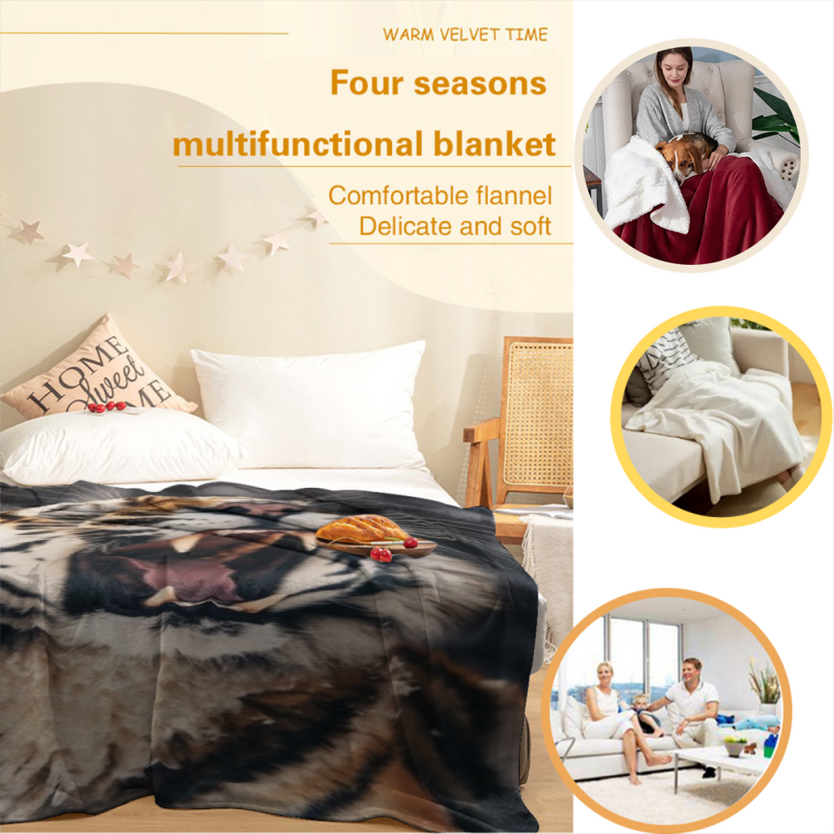 Aurora Lagoon Home Accent Soft Flannel Blanket ¨C Warm Coral