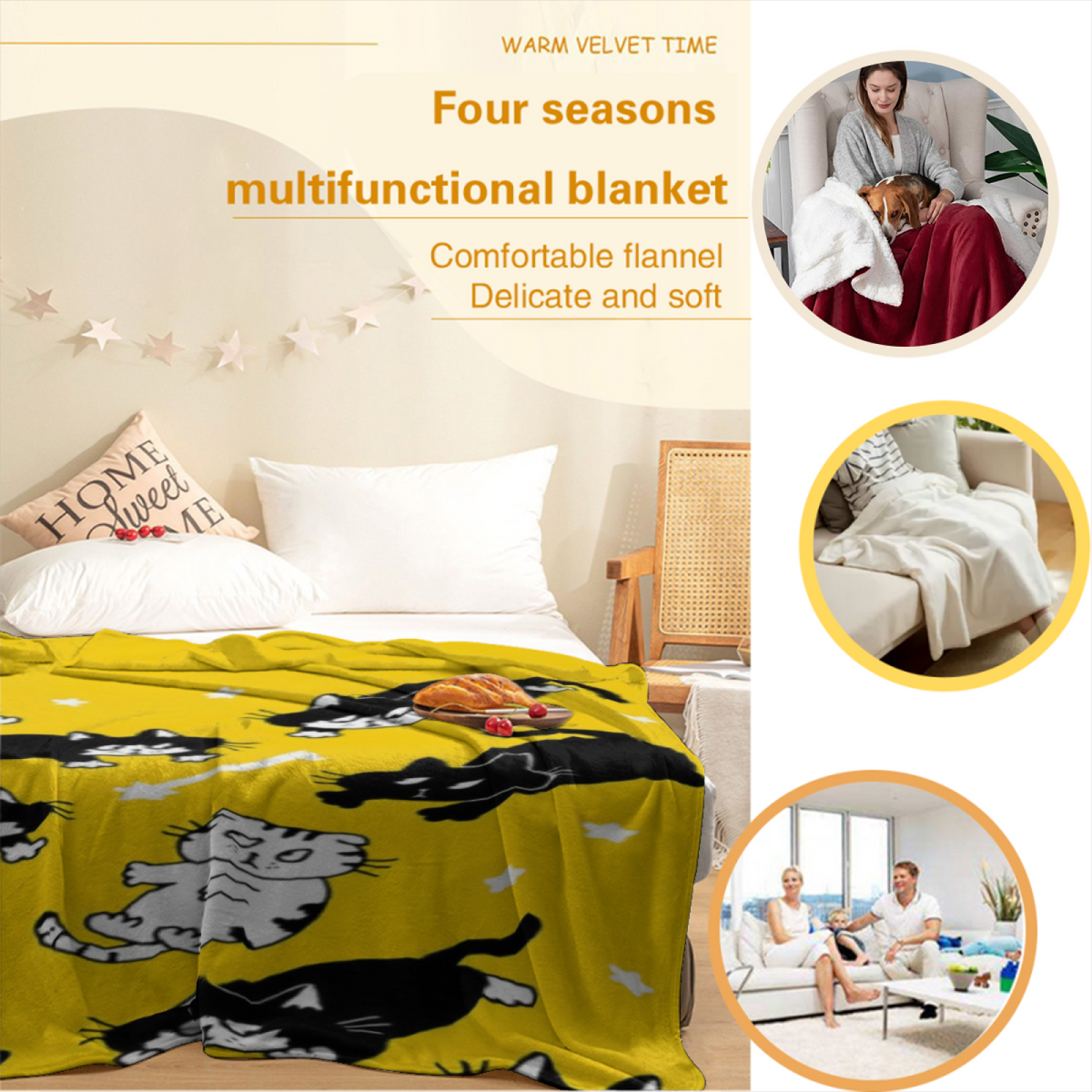 Rich Multicolor Dewdrop Flora Lightweight Flannel Throw ¨C Contemporary Pattern