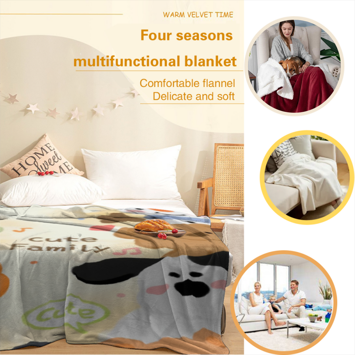 Lagoon Lantern Home Accent Soft Flannel Blanket ¨C Pastel Multicolor