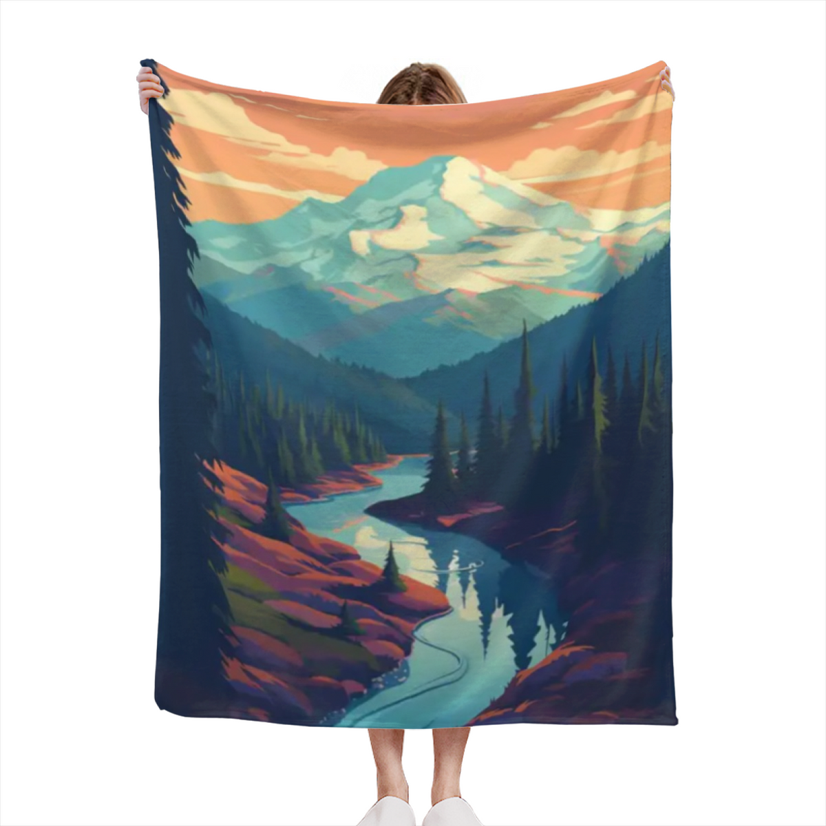 Heather Lantern Home Accent Soft Flannel Blanket ¨C Warm Coral