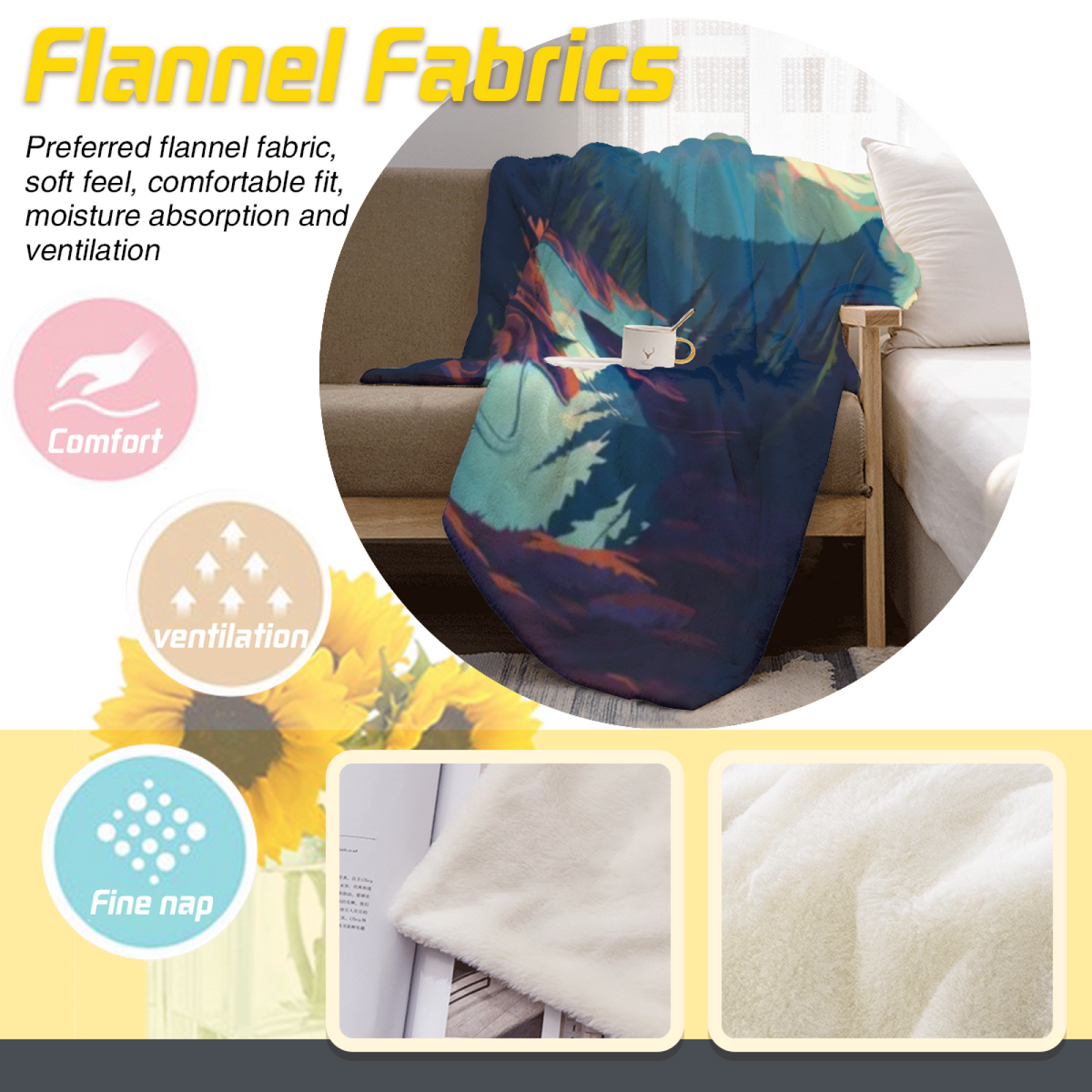 Heather Lantern Home Accent Soft Flannel Blanket ¨C Warm Coral