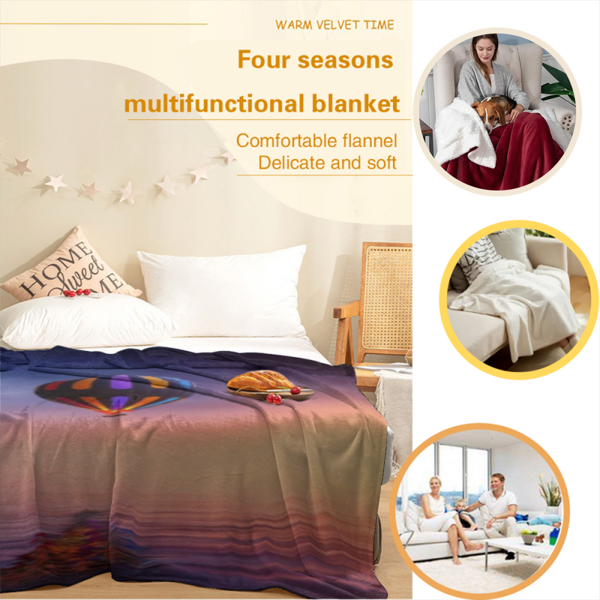 Pastel Multicolor Whimsical Decor All-Season Flannel Blanket ¨C Misty Carnival Edition
