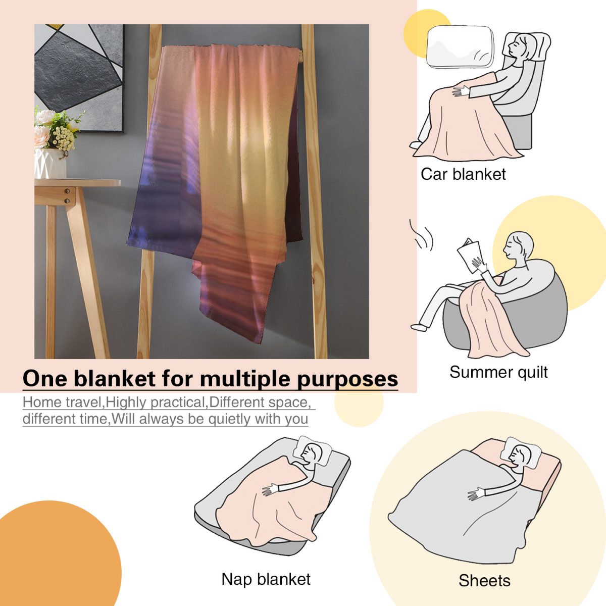 Pastel Multicolor Whimsical Decor All-Season Flannel Blanket ¨C Misty Carnival Edition