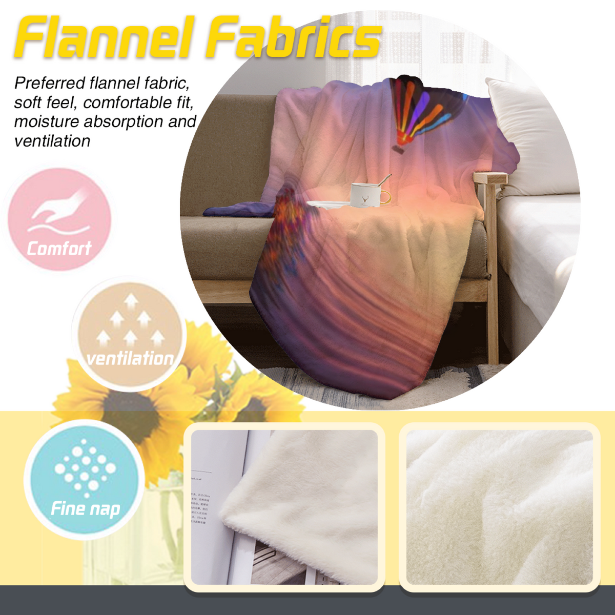 Pastel Multicolor Whimsical Decor All-Season Flannel Blanket ¨C Misty Carnival Edition