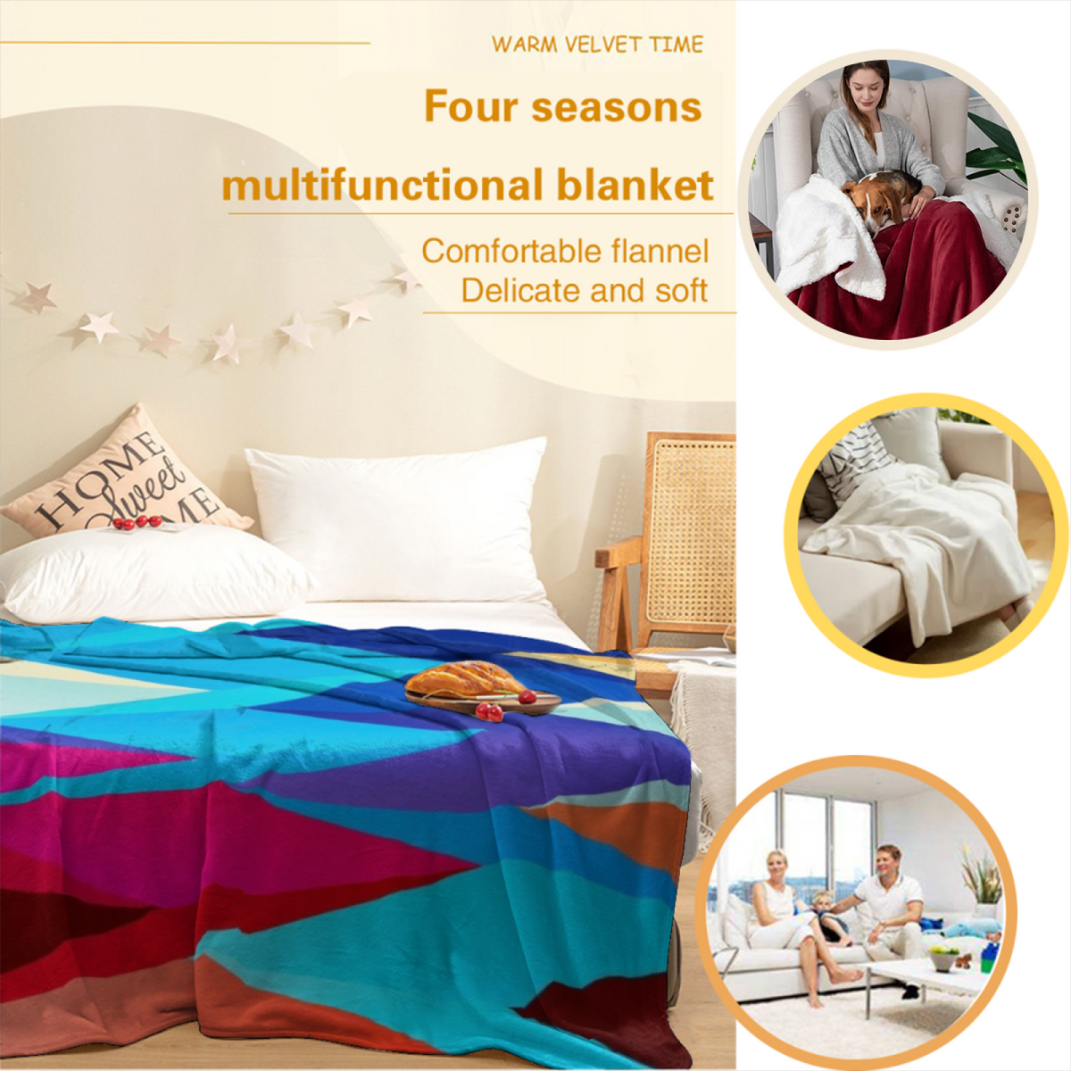 Flying Elephant Adventure Soft Flannel Blanket