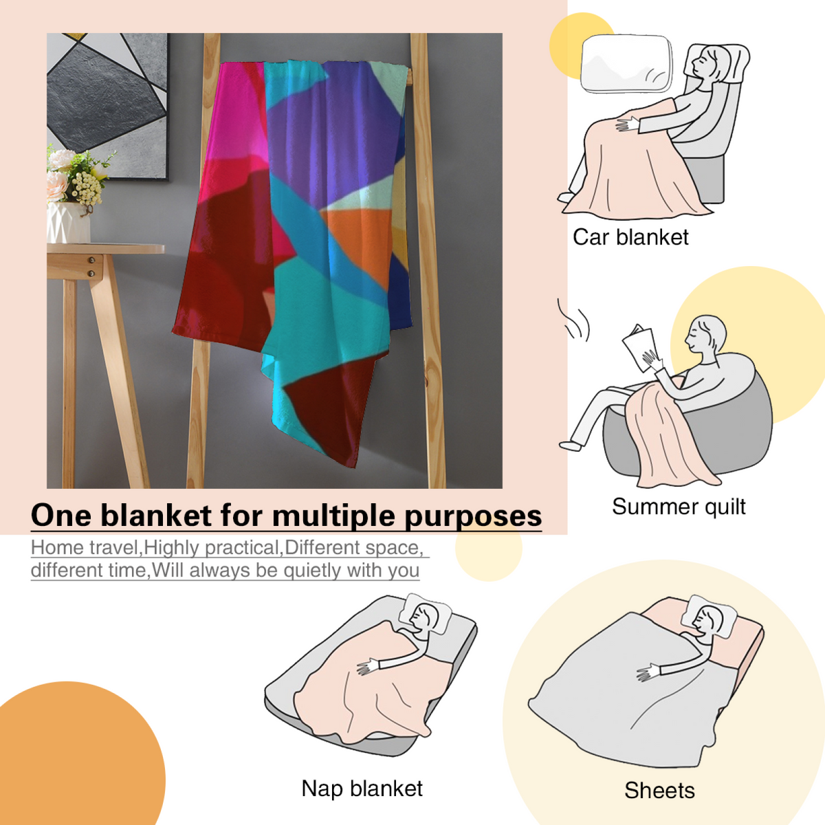 Flying Elephant Adventure Soft Flannel Blanket