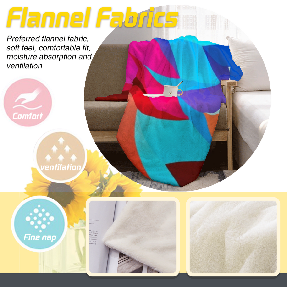 Flying Elephant Adventure Soft Flannel Blanket