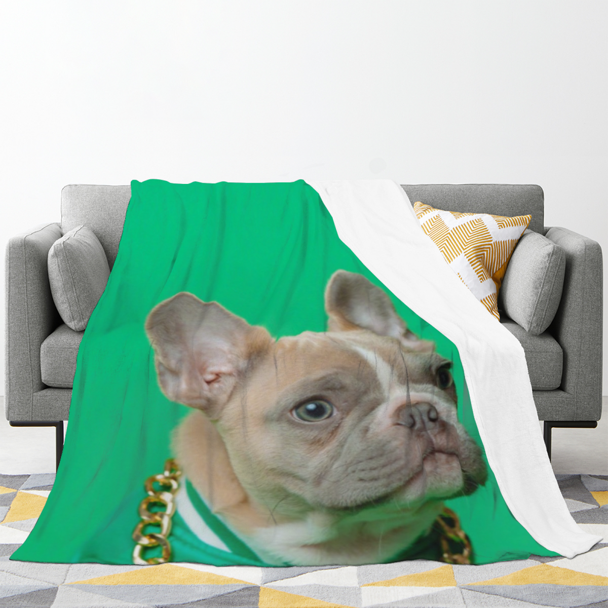 Rosewood Rhythm Forest Green Playful Lightweight Flannel Throw