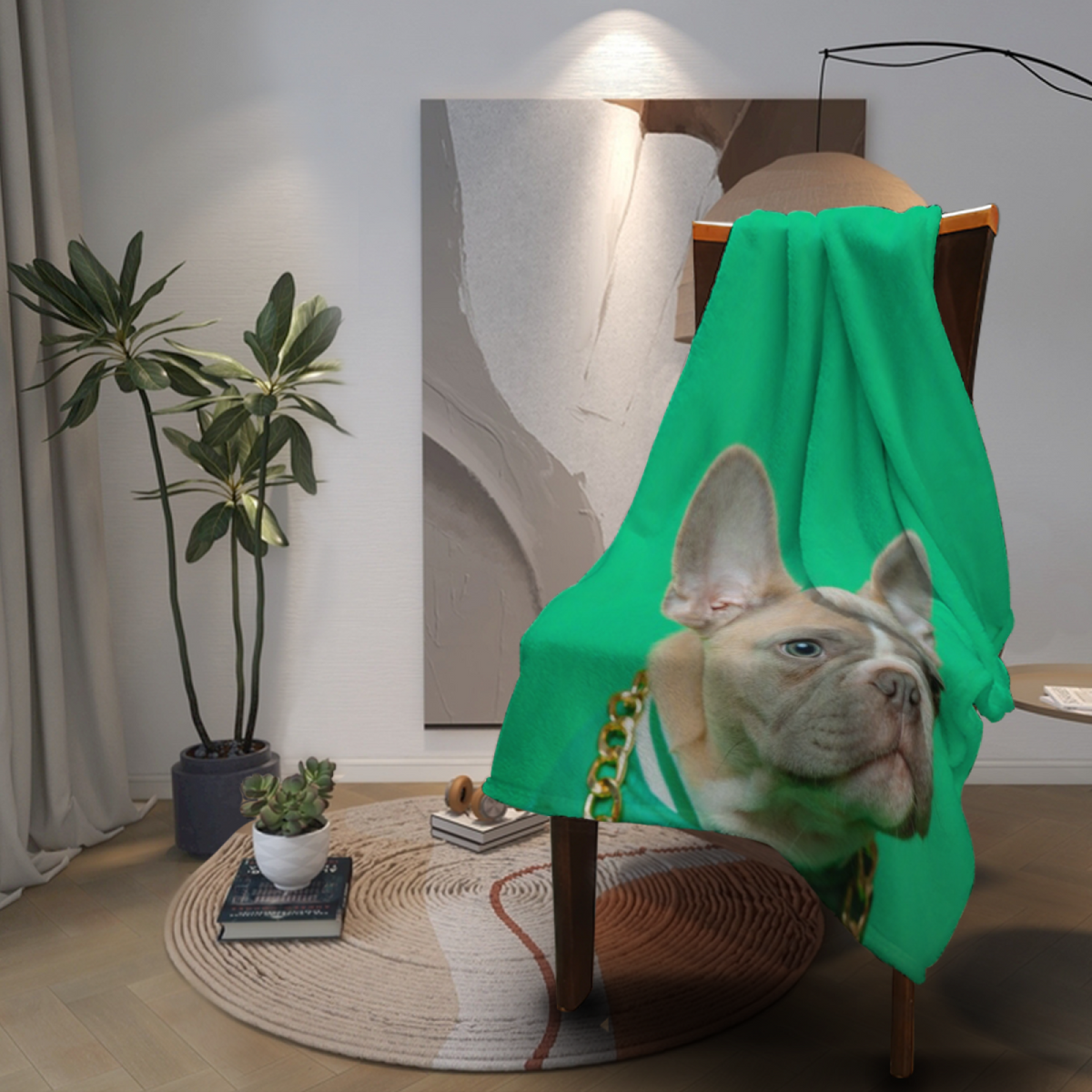 Rosewood Rhythm Forest Green Playful Lightweight Flannel Throw