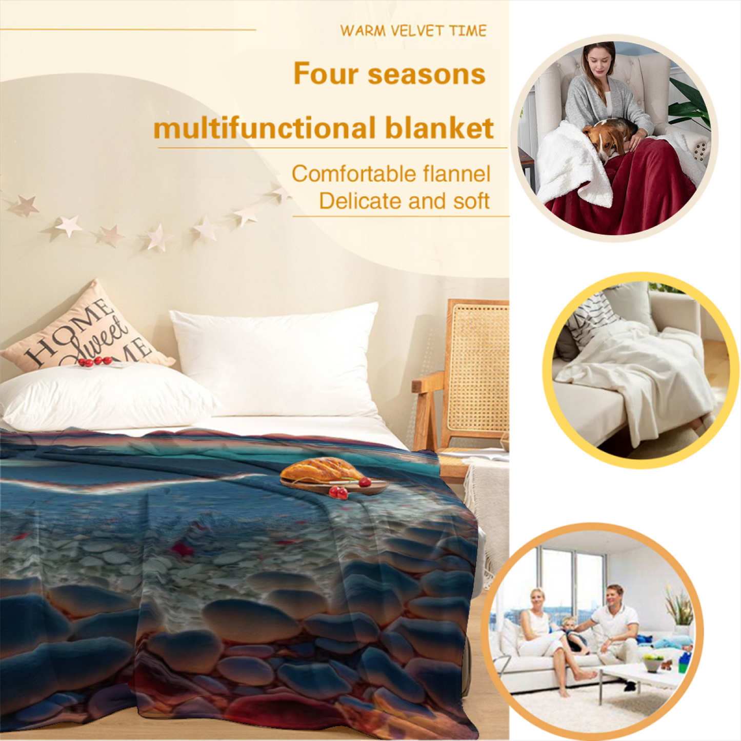 Colorful Abstract Design Throw Blanket ¨C Modern Printed Cozy Home Blanket