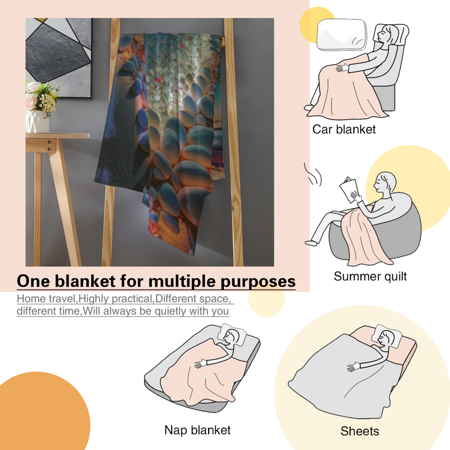 Colorful Abstract Design Throw Blanket ¨C Modern Printed Cozy Home Blanket