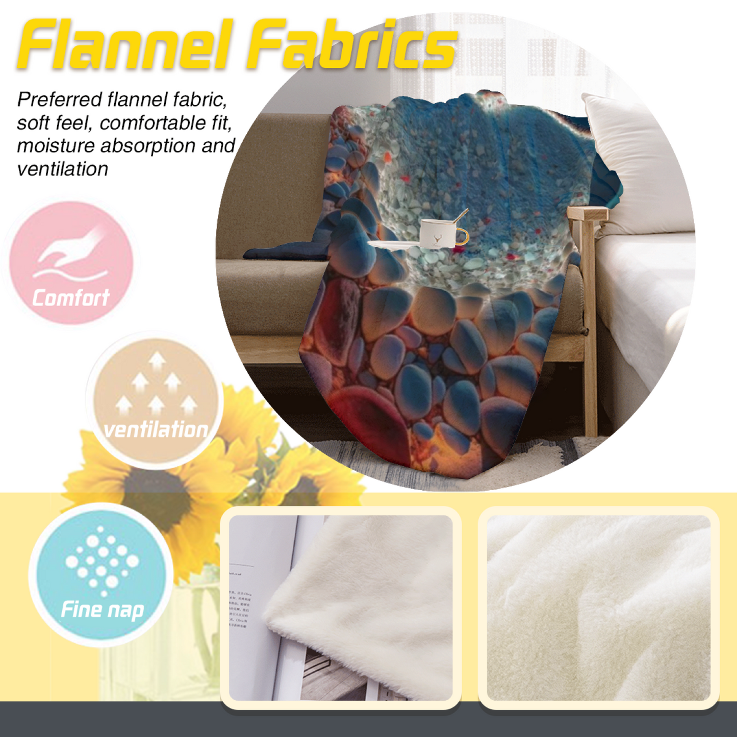 Colorful Abstract Design Throw Blanket ¨C Modern Printed Cozy Home Blanket