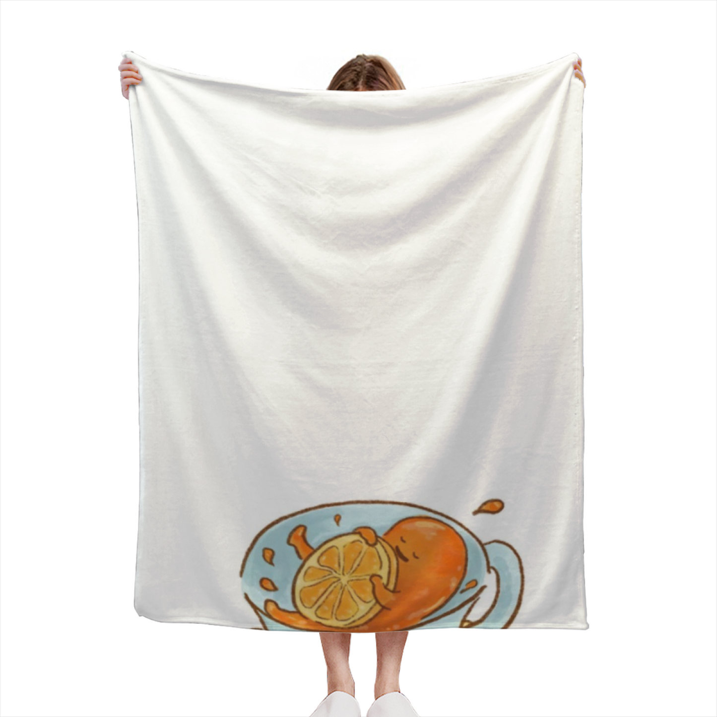 Japanese Food Flannel Throw Blanket ¨C Tempura and Curry Illustration