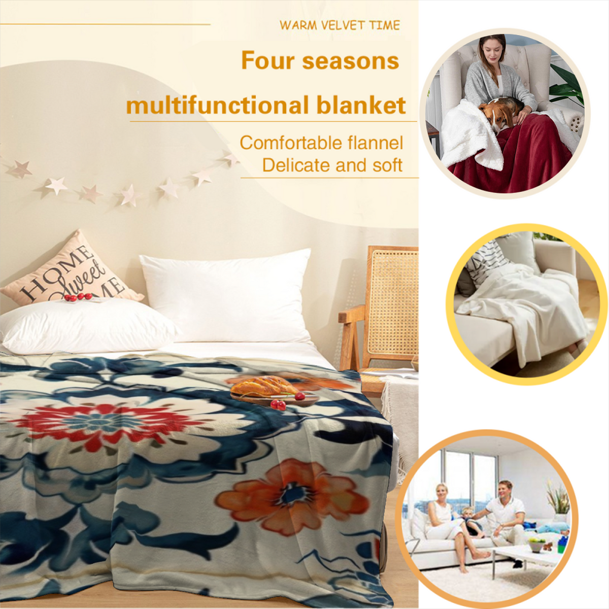 Aurora Mosaic Rich Multicolor Art Decorative Flannel Blanket