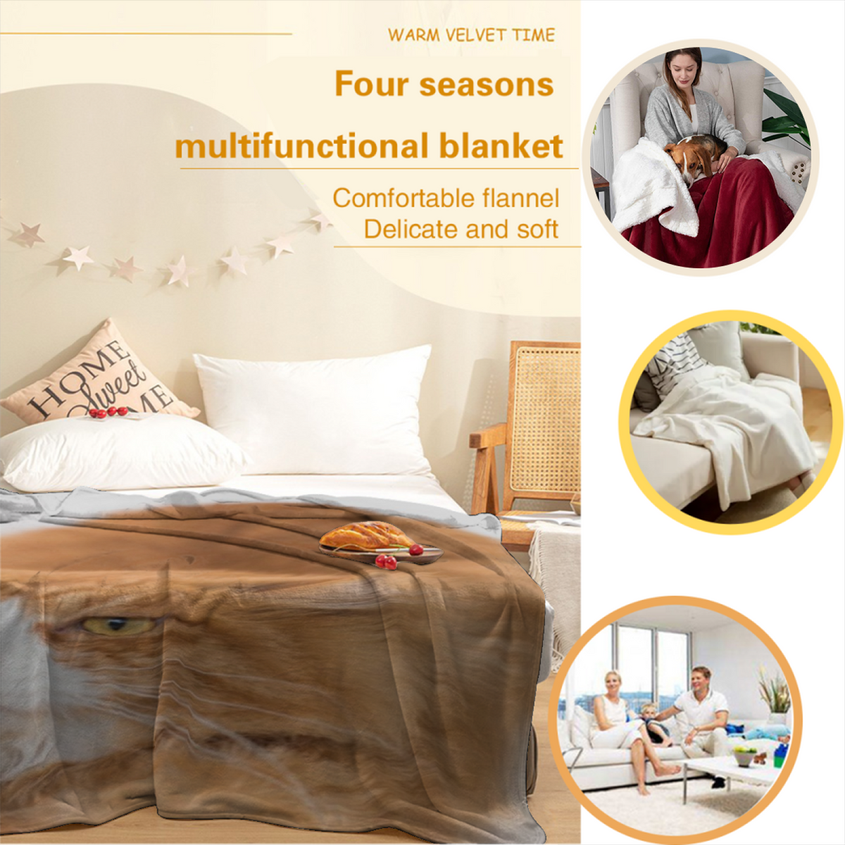 Hazy Prism Pastel Multicolor Modern Art Flannel Throw Blanket