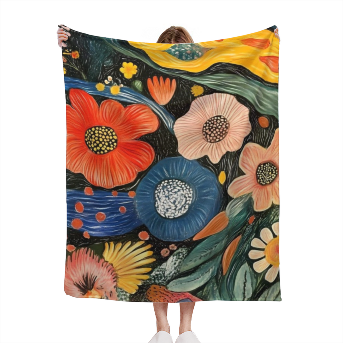 Juniper Muse Earthy Multicolor Eclectic Flannel Throw Blanket