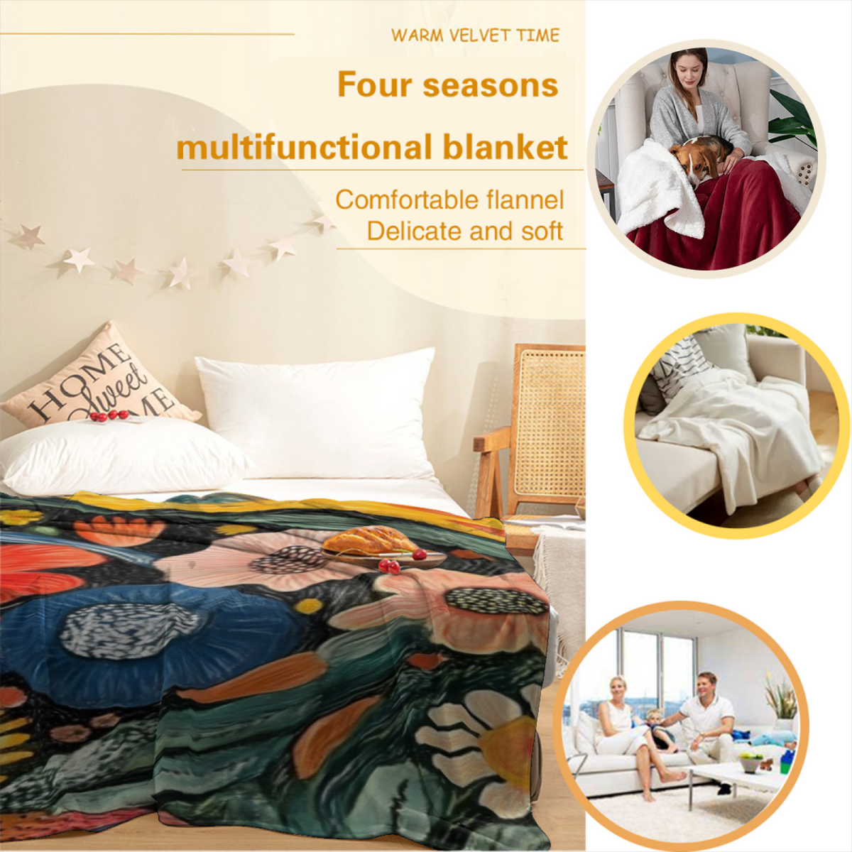 Juniper Muse Earthy Multicolor Eclectic Flannel Throw Blanket