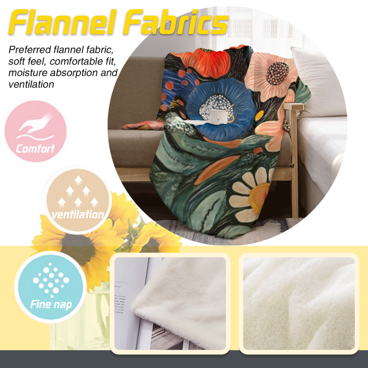 Juniper Muse Earthy Multicolor Eclectic Flannel Throw Blanket