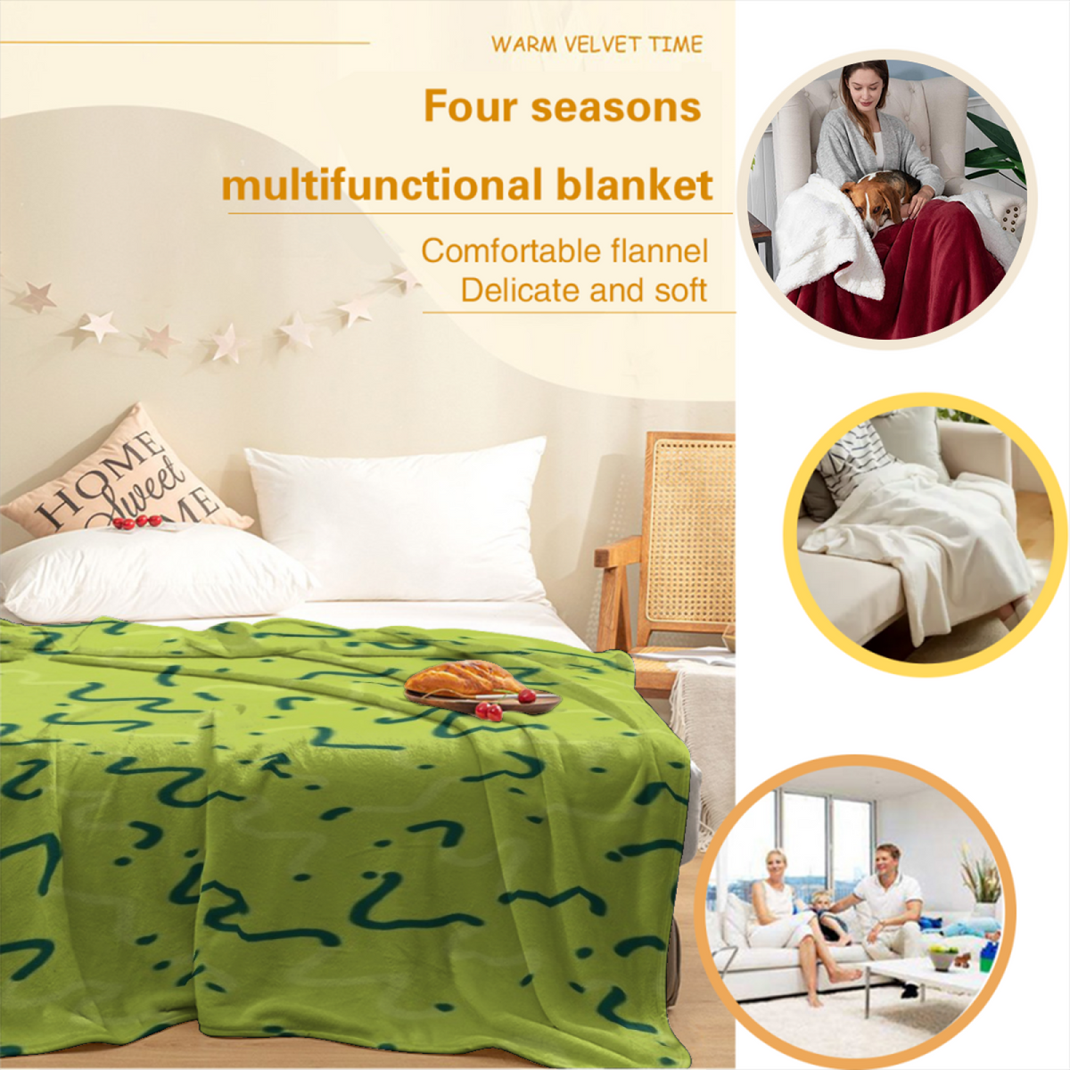 Eclectic Design Orchard Jubilee Rich Multicolor Cozy Flannel Bed Blanket
