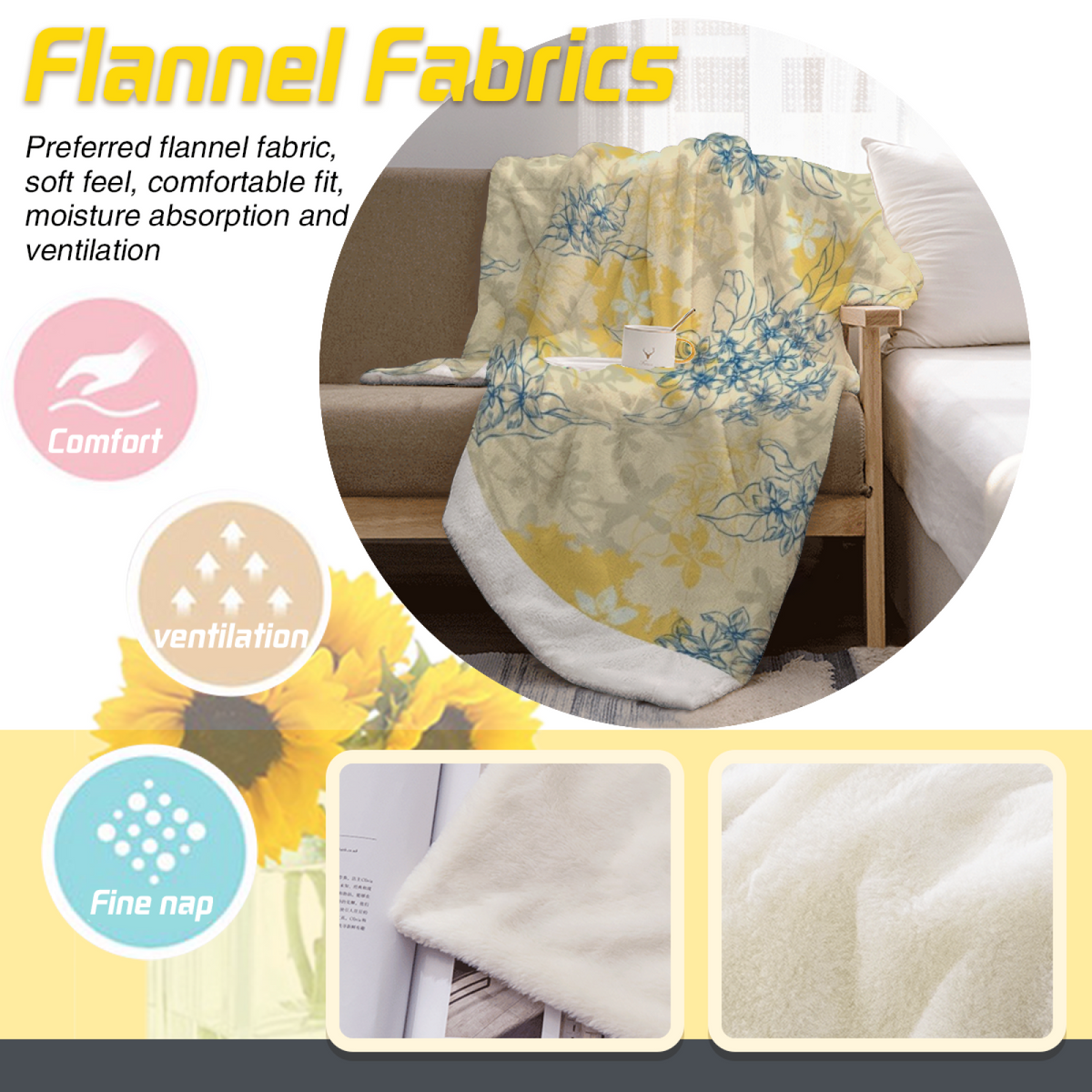 Flannel Throw Blanket with Desert Mosaic Cozy Cottage Artwork