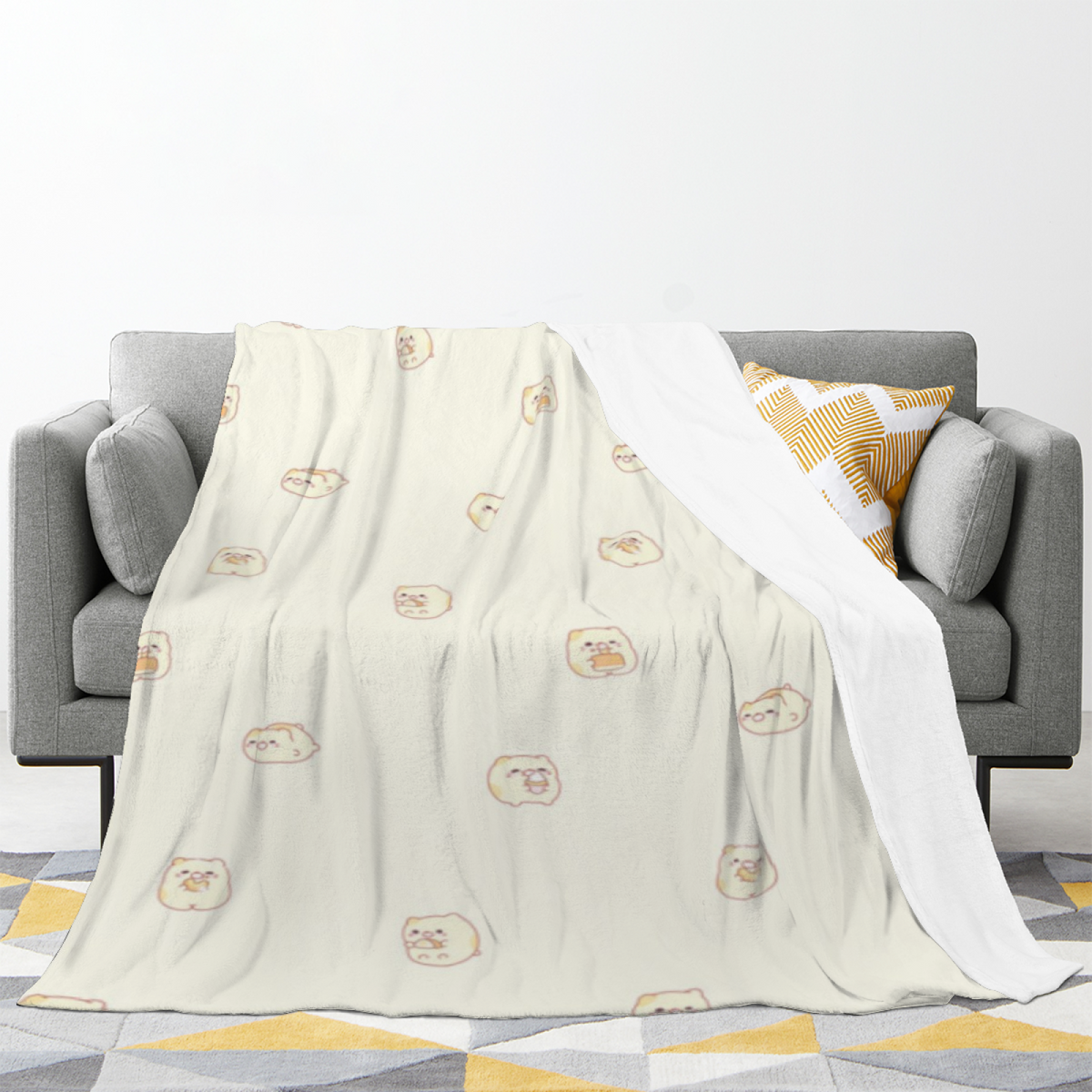 Creamy Ivory Moonbeam Breeze Lightweight Flannel Throw ¨C Contemporary Pattern