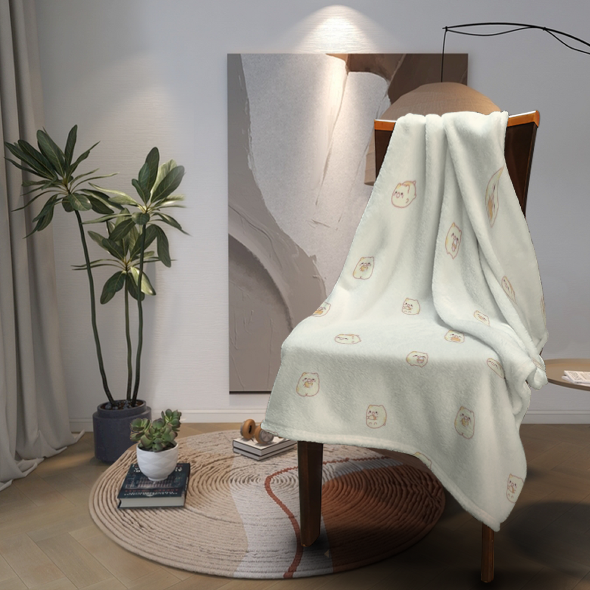 Creamy Ivory Moonbeam Breeze Lightweight Flannel Throw ¨C Contemporary Pattern